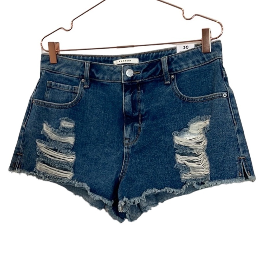 Pacsun High rise festival distressed cheeky jean shorts